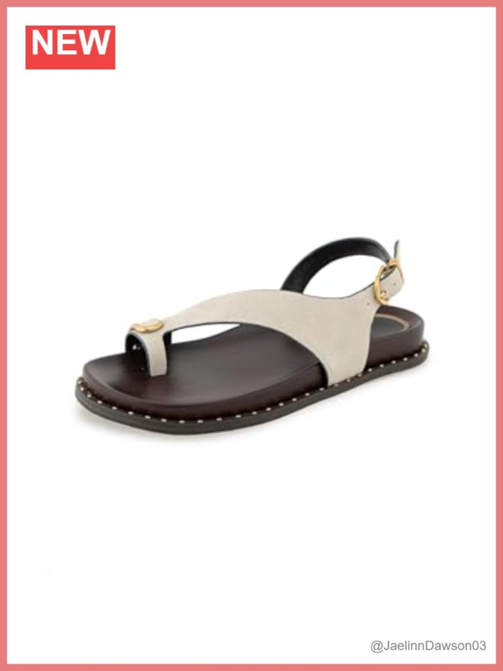 Women's Suede Flat Sandals Adjustable Strap Block Heel